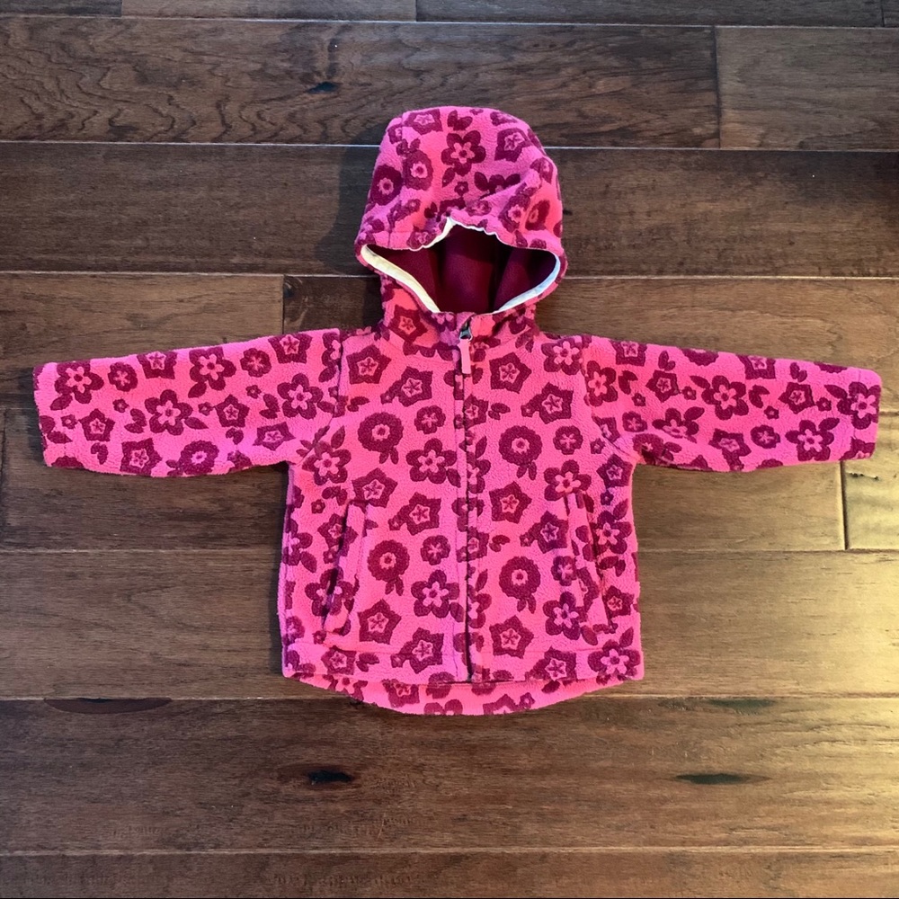 REI infant pink jacquard fleece jacket